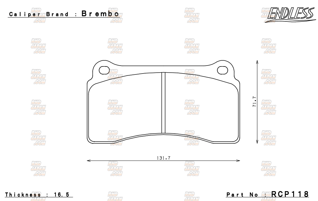 Endless Brake Pads Rear Set Type MX72 - GT-R R35 - RHDJapan